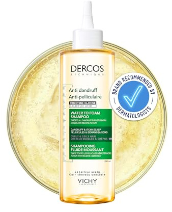 Vichy, Dercos Technique, Shampooing Fluide Moussant, Soin Traitant Antipelliculaire, Anti-Pellicules & Anti-Démangeaisons, Cheveux Bouclés et Crépus, 200 ml