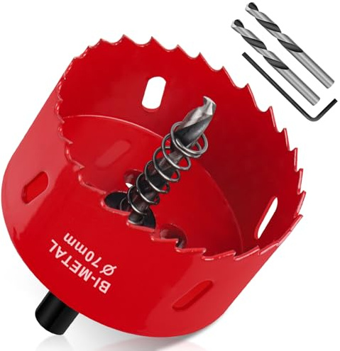 Yeepeo Lochsäge 70mm, Universal HSS M42 Bi-Metall Lochsägen 1 Stück | Lochkreissäge mit Sechskant-Schaft und Bohrer Lochbohrer Set, Bohrkrone für Holz, Rigips, Trockenbau, Kunststoffe