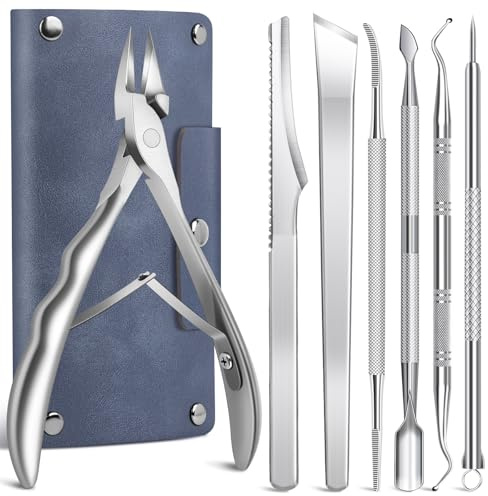 7-Piece Ingrown Toenail Treatment Set, Professional Stainless Steel Ingrown Toenail Removal Kit, Toenail Clippers for Thick Toenails, Pedicure Tools for Feet, Nail Clippers for Thick and Ingrown Nails