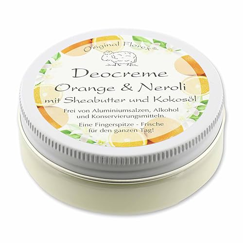 Florex Deocreme - Orange & Neroli - mit Schafmilch ohne Aluminiumsalze Alkohol Konservierungsstoffe 40 ml - ein sonnig süßer Duft