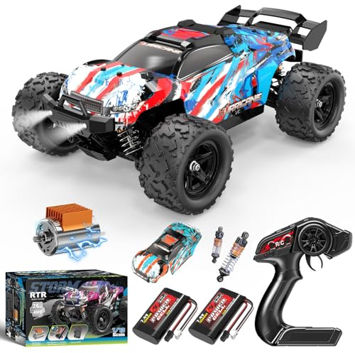 YESHIN 1:18 Ferngesteuertes Auto Erwachsene &Jungen RC Auto 40 km/h, 4WD Offroad Geländegängig Spielzeug mit 2 1200-mAh-Akkus und 2 Karosserie für Outdoor-Spaß ab 8 Jahre