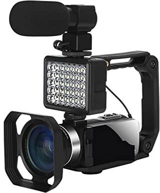 BGAZA Full 4K UHD Cámara Digital Stream Camera 4K Vlog Videocámara 18X 48MP Grabadora de Video Digital Webcam Time Lapse(32G SD Card,Kit 1)