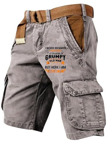 Générique Shorts Hommes Cargo D'été Vintage Casual Travail Bermudas Imprimé Vintage Pantalon Court Fitness Survêtement Pantacourt de Plage Trekking Plusieurs Poches
