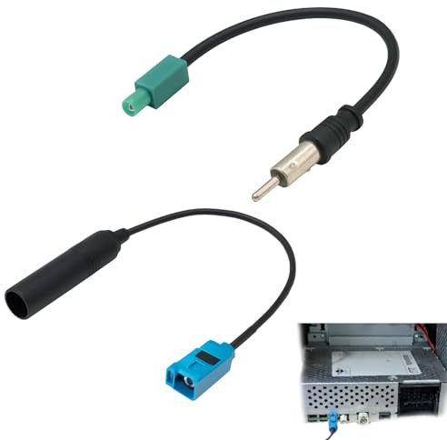 Hawpasy 2 PCS Adattatore Antenna Autoradio Connettore, Mâle Z a Spinotto DIN & Femmina Z a Fiche DIN, Cavo Coassiale RG174 15 cm per Spinotto Antenna Autoradio, DAB, FM, AM, Stereo Radio, HD Audio