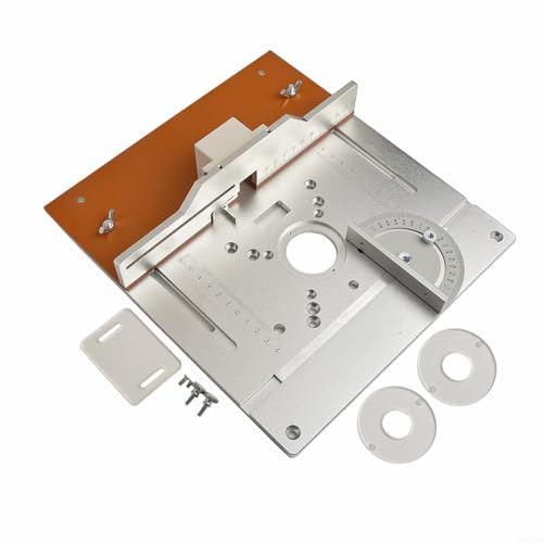 Gdfnmogo Placa de aluminio para fresadora de madera, con indicador de inglete y regla de ángulo, panel de aleación de 24,5 x 24 cm para banco de carpintería