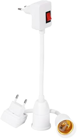 Leloco 2 Stück E27 Fassung Steckdose mit Schalter, 360° Verstellbare Schwanenhals Fassung Eu-Stecker Adapter Steckdose für E27 Leselampe, Nachttischlampe, Küchenwandlampe usw