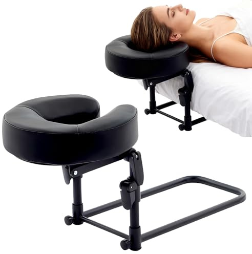 GOKKYOA Massage Headrest for Bed Face Cradle, Adjustable Massage Attachment for Mattress, Portable Massage Head Rest for Mattress, Face Down Pillow After Eye Surgery (Black Extended Width)