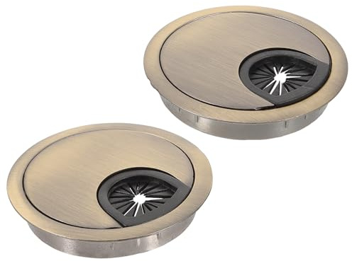 Lurrose 2pcs Zinc Alloy Desk Wire Hole Cover 60mm round Cable Grommet Cord Organizer for Office and Home Computer Desk Cable Management