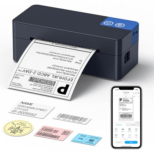 ETIKEZ Bluetooth 4x6 Thermal Shipping Label Printer for Parcels, Charcoal