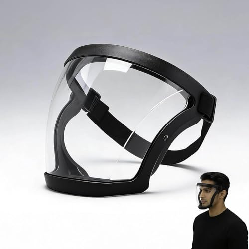 Generico visiera protettiva da lavoro, maschera protettiva viso da lavoro, visiera trasparente Antipolvere e antiappannamento con fascia regolabile, Maschera integrale per decespugliatore, ciclismo