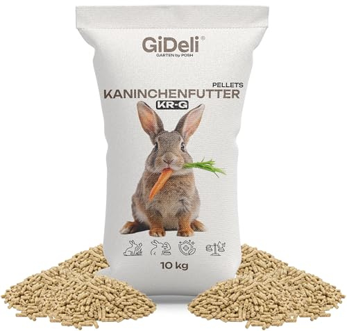 GiDeli Kaninchenfutter 10 kg - Hasenfutter Schutz vor Parasitären Infektionen - Kaninchenpellets Reich an Rohprotein und Rohfaser - Kaninchennahrung Unterstützung der Immunität