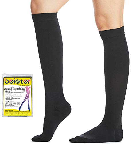 Beister Medical Closed Toe Knee High Calf Compression Socks for Women & Men, Firm 20-30 mmHg Graduated Support for Varicose Veins, Edema, Flight, Pregnancy（2 in a Pack，Not Two Pairs）