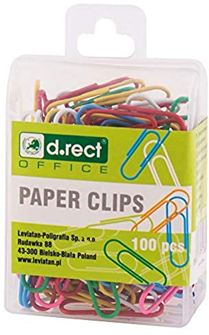 D.RECT 100 pièces Trombones multicolores | Métal, 28 mm, avec revêtement plastique 7129