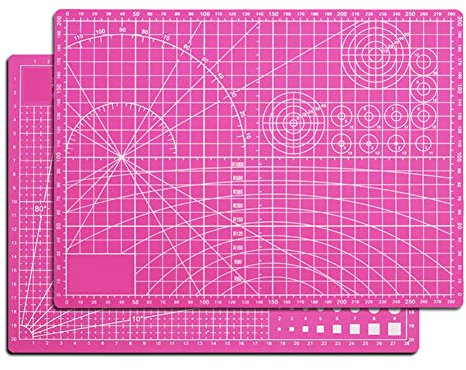 Ommda Självläkande sömnad skärmatta dubbelsidig hantverk klädtillverkning skärmatta för skärbord, rosa, A3 3 mm tjocklek