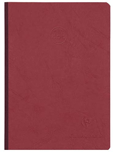 Clairefontaine 795432C Notizbuch, genäht, Rückseite aus Leinen, Rot, A5, 14,8 x 21 cm, 192 Seiten, DOT, helles Papier, Weiß, 90 g, glänzend, Ledermaserung – Kollektion Age Bag
