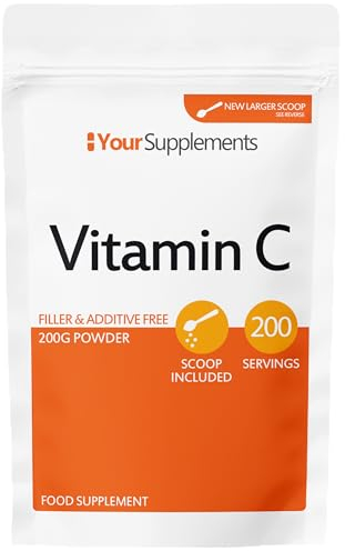 Vitamin C Powder 200g - Ascorbic Acid | 100% Pure British Pharmaceutical Grade | Non-GMO | Scoop Included