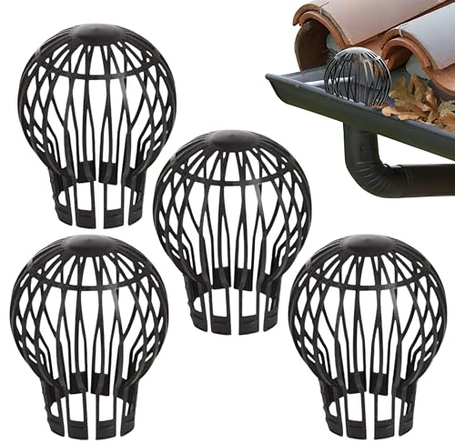 ADEPTNA Pack of 4 Drainpipe Guard Cover Leaf Filter Downpipe Gutter Debris Moss Protections - Keeps Gutter downpipes Clear of Blockage - No Tools Required