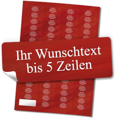 Adress-Aufkleber | PERSONALISIERT | 256 Stück | kleine Etiketten mit Wunsch-Text Weinrot Muster | Schrift Weiß | für Namen und Adressen