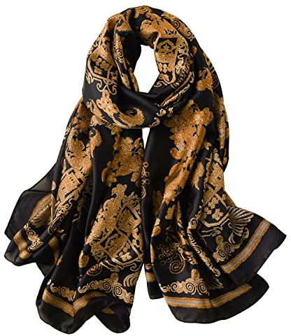 NUWEERIR Womens 100% Large Mulberry Silk Scarf Long Satin Scarf Fashion Lightweight Wraps