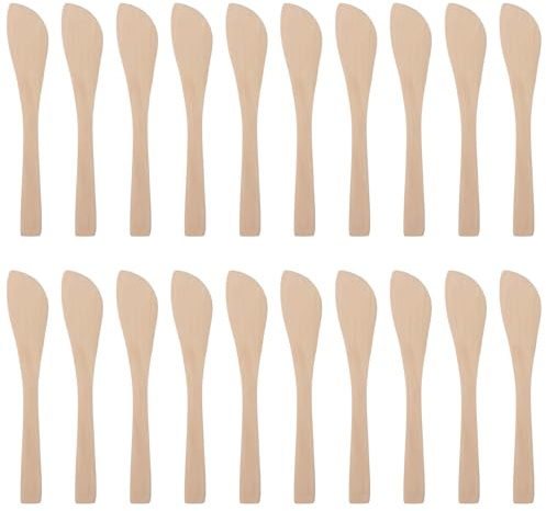 DOITOOL 20Pcs Wooden Butter Knife, 5.9 Inch Jelly Cheese Spreaders Bread Sandwich Jam Spreaders Mini Wooden Spatulas Dip Spreading Knives for Home Kitchen Restaurant