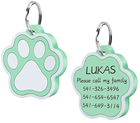 Hundemarken, CAMAL 2 Stücke Hundemarke mit Gravur, Adressanhänger Hund, Pfote Hundemarke Personalisiert Silikon, Anhänger mit Gravur