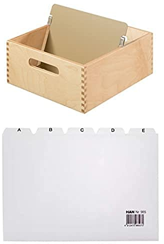 HAN Holz - quer Karteikarten inkl. + HAN Register A - Z, DIN A5 quer