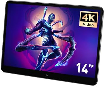 XTRONS 14 Inch 4K Video Player Android 4GB 64GB Car TV Headrest Monitor Tablet for Back Seat with Wi-Fi Rotatable IPS QHD Touch Screen Support HDMI/FM/Bluetooth/Mirror Link/Mutual Control(1PC)