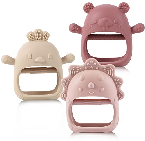 Beißring Baby Von 3-6 Monaten, Beissring Baby BPA-freies Zahnungshilfe Baby, Beißspielzeug Baby Leicht Zu Greifende Formen Mit Weicher Textur Für Die Sensorische Erkundung