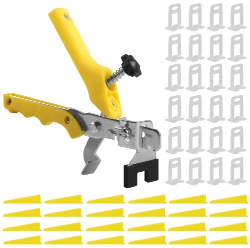 Leveling System Kit, 1000pcs Spacer Clips with 200pcs Wedges and 1 Pliers for Wall/Floor Tile Leveling