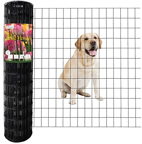 FOREHOGAR Black PVC Coated Welded Wire Fence 36 Inch x 50 Foot, 2 Inch x 3 Inch 16GA, Garden Border Fencing Roll Vinyl Coating Metal Wire Mesh for Yard Vegetable Plant Protection Poultry Netting