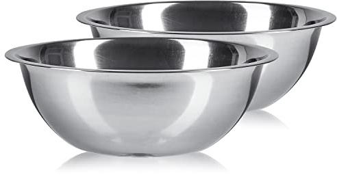Pullmer Küchenschüssel 2er Set aus Edelstahl, ideal als Müslischale, Salatschüssel, Rührschüssel, Servierschüssel, Schüssel rund, lebensmittelecht und spülmaschinengeeignet (Ø 28 cm)