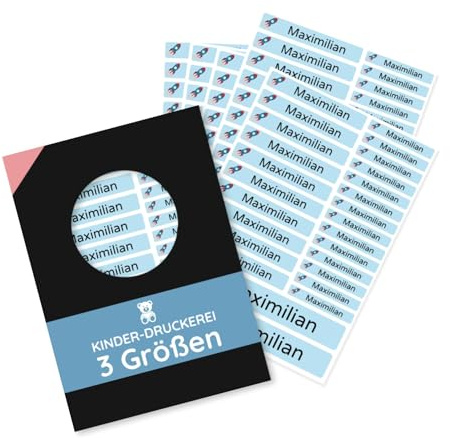 130 Stück personalisierte Namensaufkleber Set-Bögen Mini/Mittel/Groß - Spülmaschine geeignet/Wasserfest/Kratzfest für Innen und Außen (Blau, Set 130 Stück)