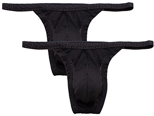 Summer Code Perizoma Uomo Mutande Slip Tanga String in Micro Rete Comode e Traspiranti Thong G-String Maschile, Pacco da 2 Nero A, L