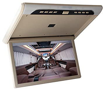 Lecteur DVD portable 19 pouces moniteur de voiture 1080P HD écran LCD Portable voiture lecteurs vidéo Automobile plafond TV toit montage affichage USB FM camping-car pour la voiture ( Color : Beige MP