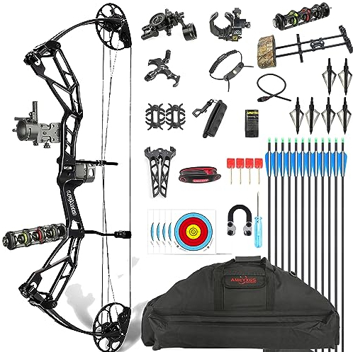 wolfman Compoundbogen Set, 30-70Lbs, CNC gefräst, USA Gordon Bogen Wurfarme, BCY-X99 Bogensehne, Zuglänge 21-30, IBO 320 FPS für Bogenschießen Jagd Schießen Wettbewerb (SCHWARZ)