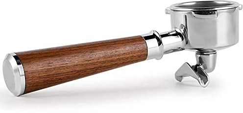 Vocdikficy Porte-filtre à café à double bec avec porte-filtre en acier inoxydable et poignée en noyer