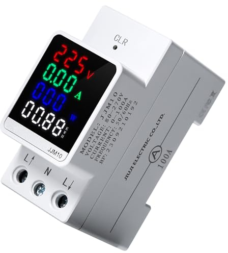Ailao Contatore Energia Elettrica Digitale DIN Misuratore Consumo Elettrico LCD Contatore Elettrico Digitale AC 80-270V Amperaggio 0-100A per il Monitoraggio.
