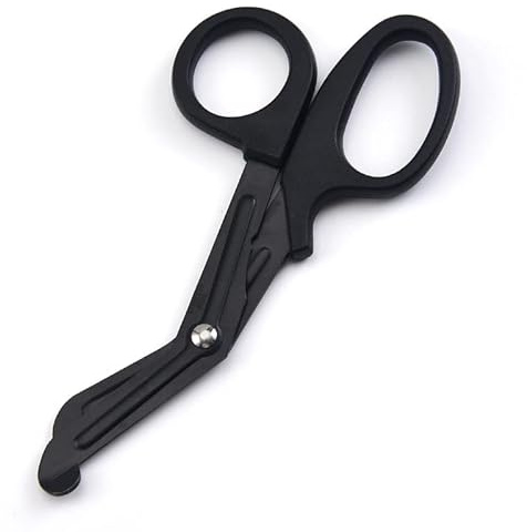 Tijeras para Vendajes de Acero Inoxidable, Tijeras Multiusos Portátiles conCómodo y Buena Mordida, Fáciles de Limpiar, Flexibles y sin Esfuerzo para Cortar Gasas, Vendajes, (BLACK)