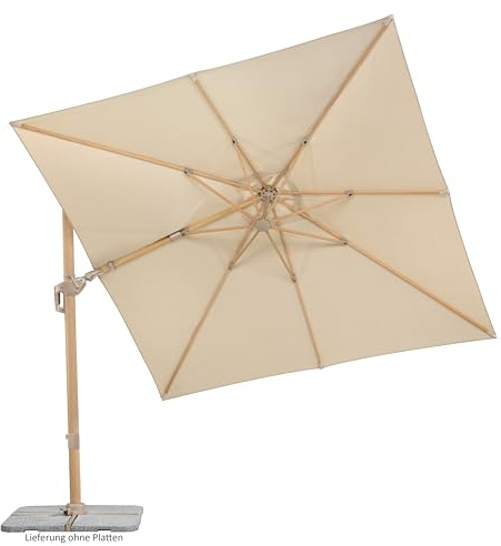 Rhodos Twist Loft, natur, 300 x 300 cm quadratisch, 672-95, Gestell Alu/Stahl, Bespannung Polyester, 24,6 Kg