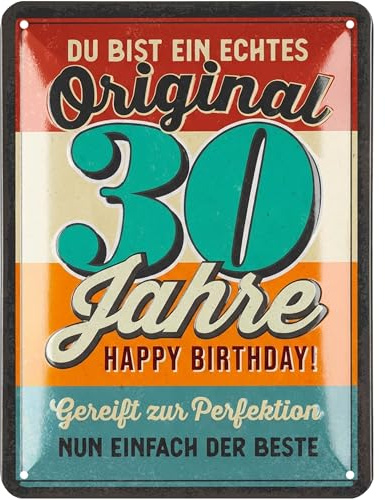 LANOLU Blechschild 30 Schild Geburtstag - 30er Schild ORIGINAL - Deko 30 Geburtstag Mann, 30 Geburtstag Deko, lustiges Geburtstagsschild 30 als Geburtstagskarte 30 - Metallschild 15x20cm