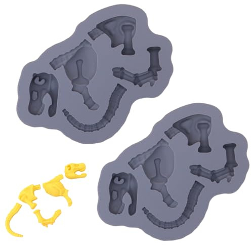 PTaizjjz Set mit 2 Silikonformen in Dinosaurierknochenform, Formen für Schokolade, Süßigkeiten, Gelatinebonbons