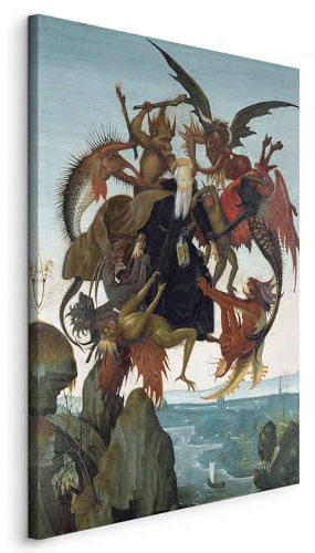 murando - Acoustic Canvas Wall Art Michelangelo 60x90 cm 1 piece - Picture Acoustic Foam Sound Absorption Print Image Artwork Room Acoustics Soundproofing - The Torment of Saint Anthony l-G-10213-b-a