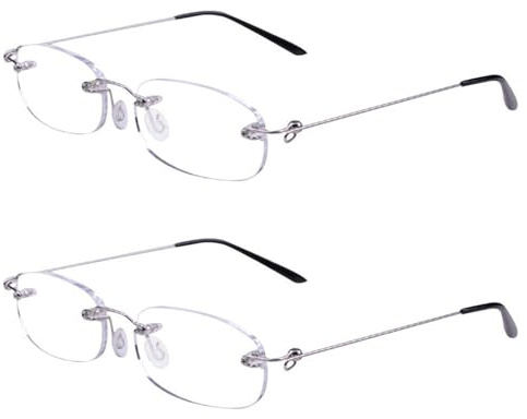 Viseng Occhiali da Lettura senza cornice Metalli ultra leggeri lettore senza montatura per Donna e Uomo Occhiali Moda squisita 1.5