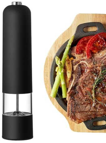 Molino eléctrico de sal y pimienta, molino de pimienta eléctrico - Trituradora eléctrica automática con tapa antipolvo | Salero y pimentero automático, Gadgets de cocina para moler granos
