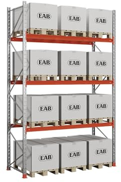 Kaiser + Kraft Palettenregal Space | Verzinkt/orange, HxBxT 4000 x 2930 x 1100 mm, Fachlast 3000 kg, Grundregal