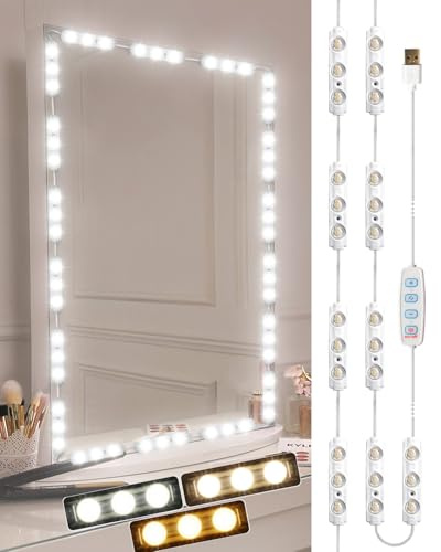 DLOMT - Vanity Lights for LED Mirror with 3 Color Lighting Modes & Dimmable Lighting, Ultra Bright, 15ft (Mirror Not Included)
