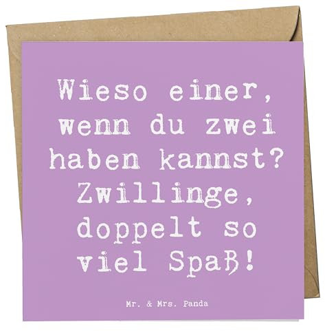 Mr. & Mrs. Panda Deluxe Karte Spruch Zwillinge Spaß - Geschenk, Geschenke Astrologie, Abenteuer, lebhaft, Glückwunschkarte, Klappkarte, Tierkreiszeichen, Grußkarte, Zwillingsgeburt, anlasskarte