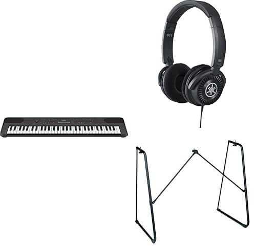 Yamaha Tragbares PSR-E360-Tastatur im Paket mit HPH-150-Kopfhörern, L-2C-Keyboardständer
