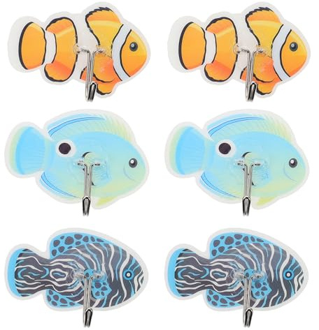 Amosfun Selbstklebende Wandhaken 12 Stück Marine Stil Tropische Fischform Klebehaken Für Garderobe Kinderzimmer Bad Küche Ohne Bohren Platzsparend
