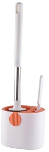 GAOJUNAN Brosse Nettoyage Salle Brosse De Cuvette De Toilette en Poils De Silicone, Brosse À Récurer Murale sur Pied Brosse Toilettes WC(Oranje)